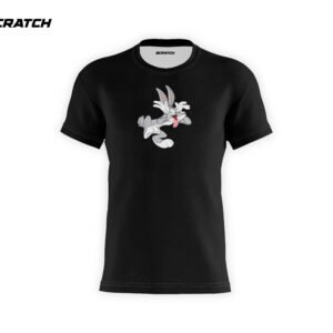 Looney Tunes Funny Character Bugs Bunny Print Scratch Printed Cotton T-Shirt