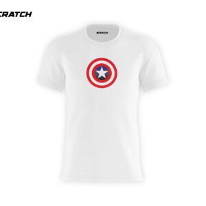 white cotton Captain America shield logo crew neck t-shirt